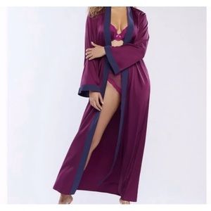 Rihanna Savage X Fenty Long Dark Purple Robe Loungewear Pajama Lingerie Spa XL